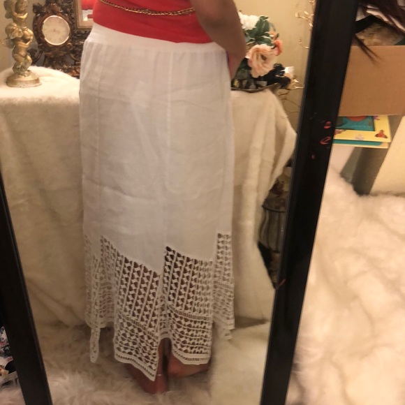 Chico’s white maxi skirt crochet bottom M - Picture 4 of 7